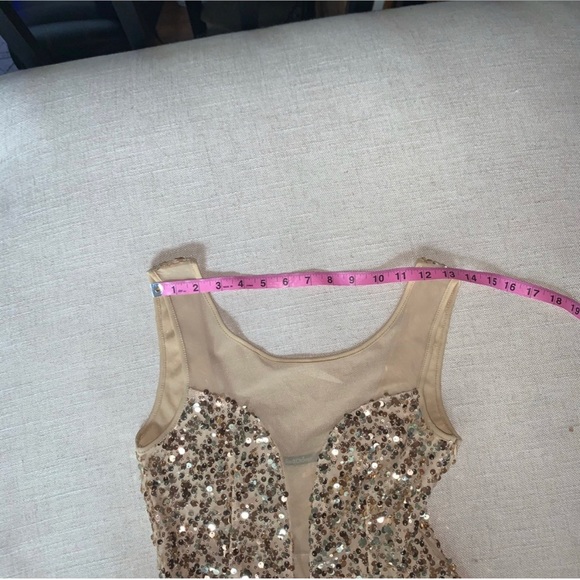Red Clover Gold Sequin Cocktail Dress - Picture 8 of 11